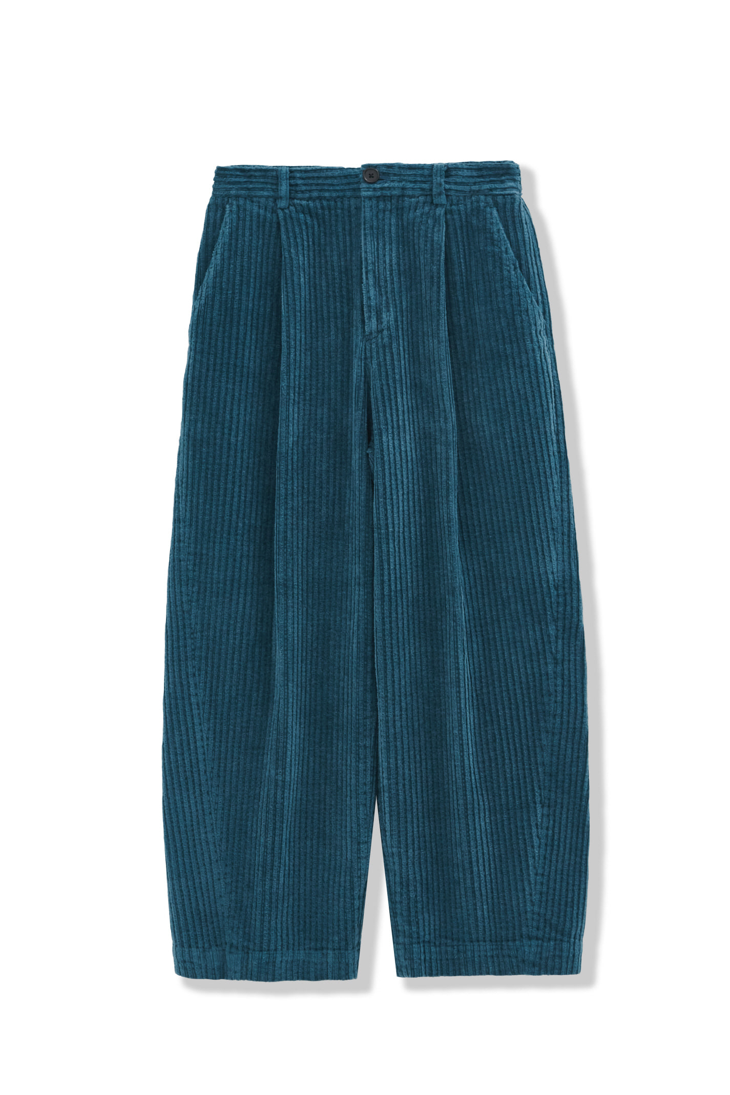 extreme curved wide trousers_teal blue